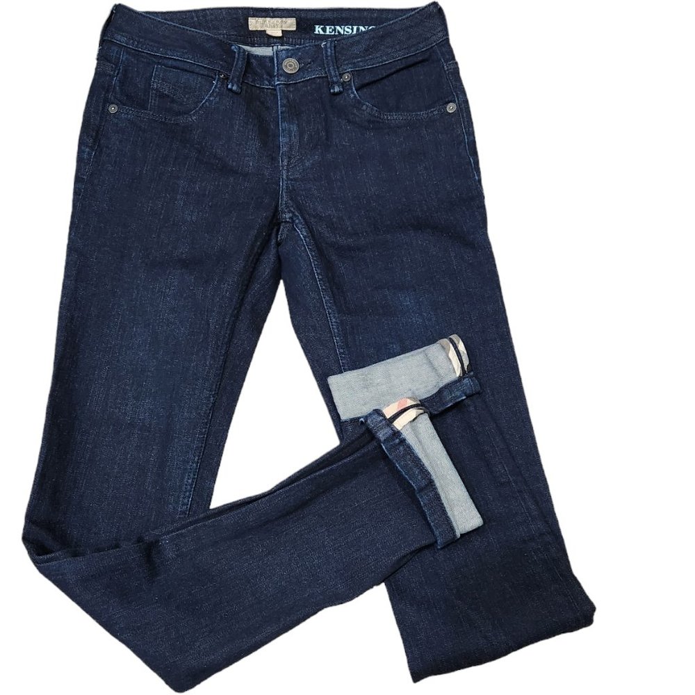 Burberry Brit Women’s Skinny Slim Kensington Mid-Rise Dark Wash Denim Size 24 - Picture 3 of 13